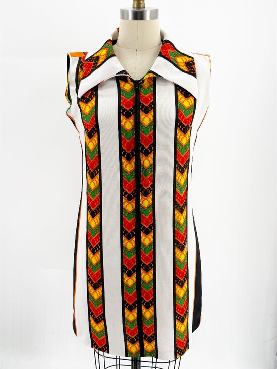 Jonathan Logan Dresses & Skirts - Vintage Jonathan Logan Dress Orange Green Aztec Boho Mini Mod 70s